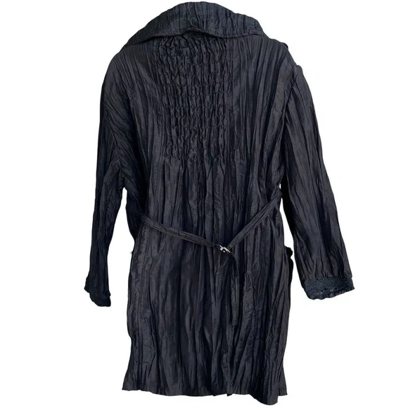 PRETTY ANGEL Whimsigoth Silk Jacket Size XL Crinkle Wired Collar & Pockets Black - Picture 2 of 3